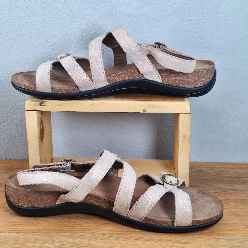 Dansko Jameson Women's 11 EU 41 Strappy Slingback Sandals Champagne Leather